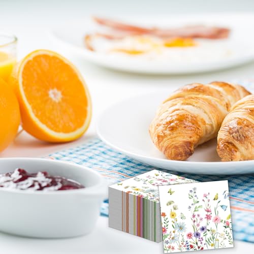 50 Pcs Wildflower Paper Napkins 13x13 Inch Floral Disposable Party Supplies