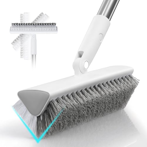 Long Handle Shower & Tile Scrubber Brush with 180° Swivel V-Shape Head
