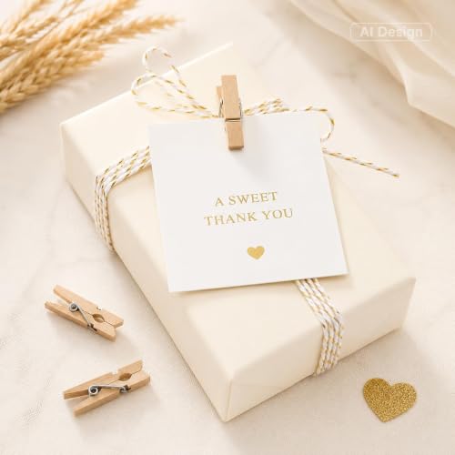 100Pcs 1.4-Inch Mini Wooden Clothespins with 328ft Jute Twine for Photo Display