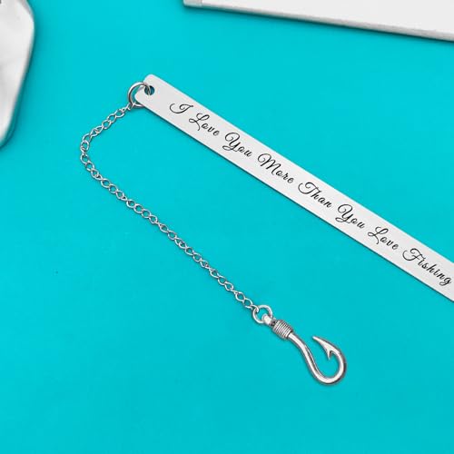 I Love You More Than You Love Fishing Bookmark - Stainless Steel Gift for Him