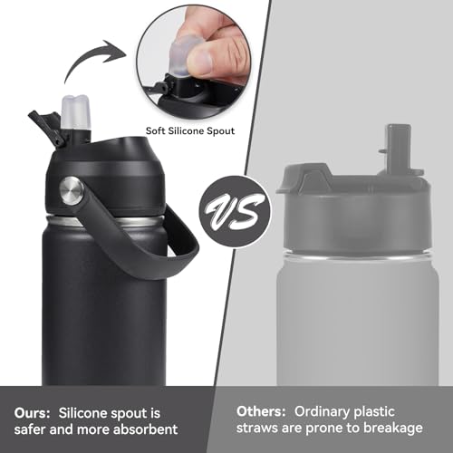 18oz Insulated Stainless Steel Water Bottle with Straw - Vacuum Travel Flask