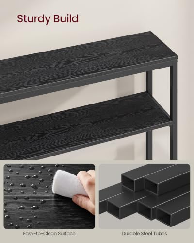 2-Tier Narrow Console Table, Modern Sofa Table with Storage Shelves
