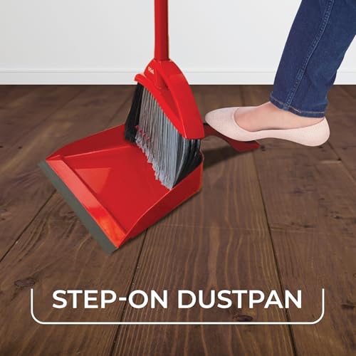 Pet Hair Broom and Step-On Dustpan Set - Dual Bristle Floor Sweeper