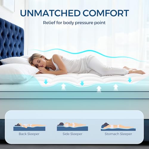 4 Inch Gel Memory Foam Mattress Topper Queen - Dual Layer Pillow Top