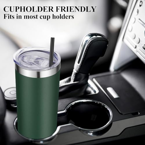 Dark Green VEGOND 12 Pack 20oz Stainless Steel Vacuum Insulated Tumblers with Lids & Straws