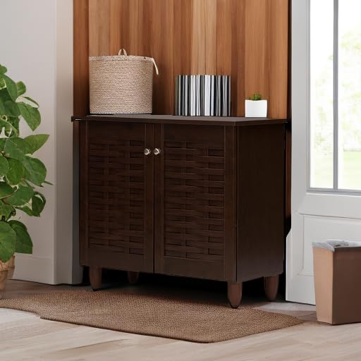 Baxton Studio Winda 2-Door Shoe Storage Cabinet, Dark Brown