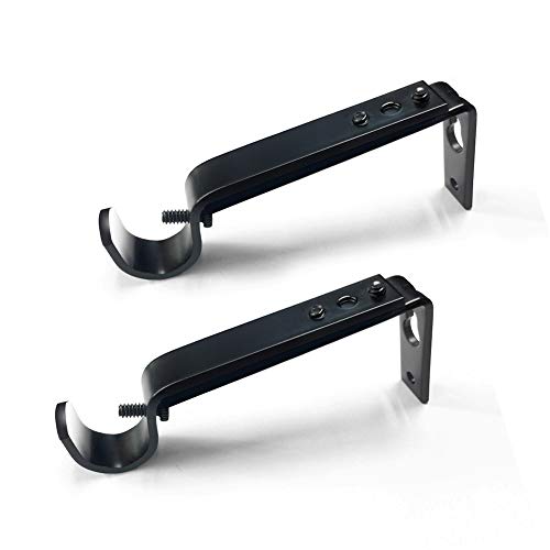 Adjustable Heavy Duty Curtain Rod Brackets - Fits 1-Inch Rods, Set of 3
