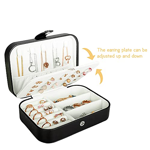 Small Travel Jewelry Organizer Box, Portable PU Leather Case for Jewelry