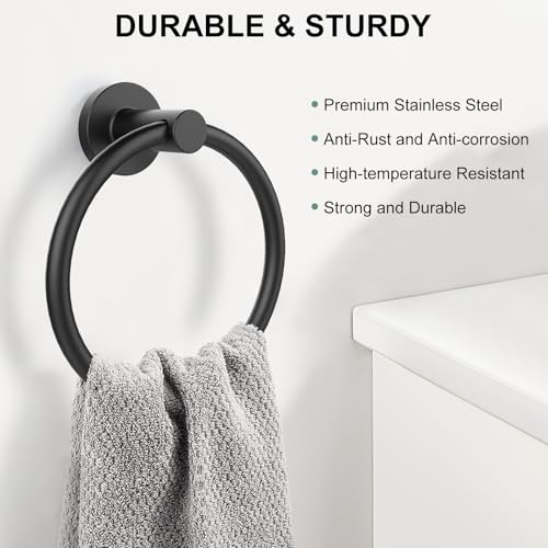 SetSail Matte Black Towel Ring for Bathroom Wall Stainless Steel
