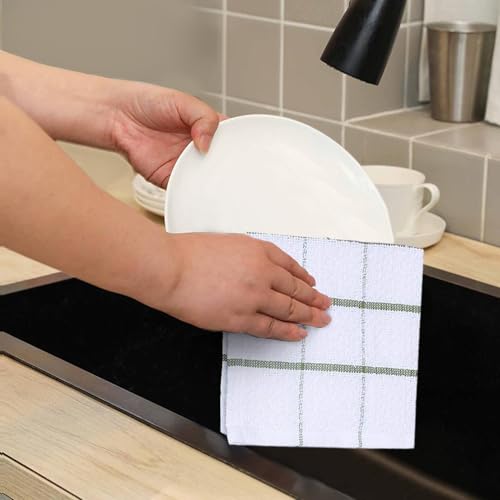 100% Cotton Dish Cloths Set - 8-Piece Absorbent Terry Kitchen Towels, 12x12"