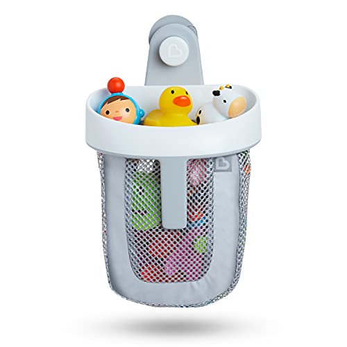 Hanging Bath Toy Organizer Scoop and Storage Basket, Grey