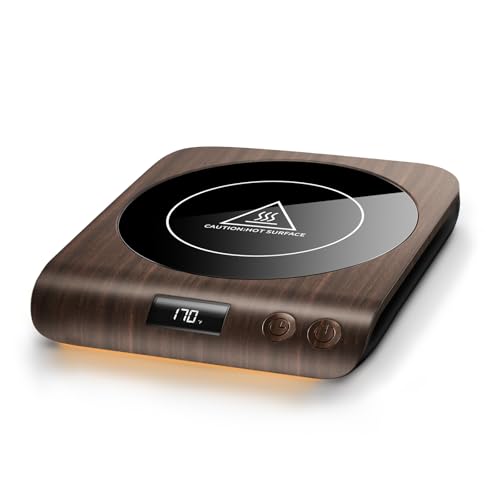 Gaiatop Wood Coffee Mug Warmer, 50W Fast Heating Plate with Adjustable Temp