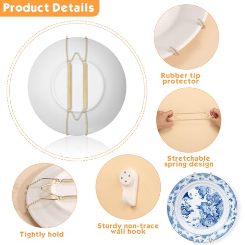 Invisible Wall Plate Hangers Set - 14-Piece Stainless Steel Display Holders