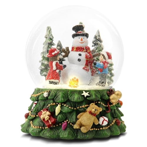 Light-Up Musical Christmas Snow Globe - 8.25-Inch Snowman Holiday Decor