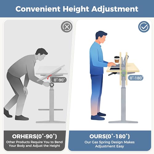 DUMOS Adjustable Overbed Bedside Table & Standing Desk for Hospital & Home
