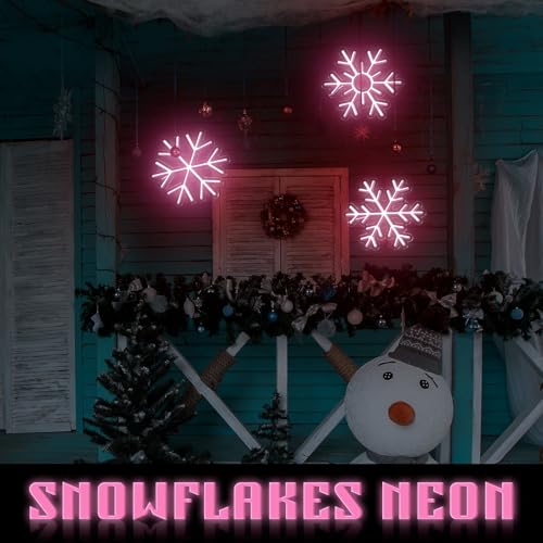 Treela Pink Snowflakes LED Window Lights - 9.84 Inch Christmas Decor