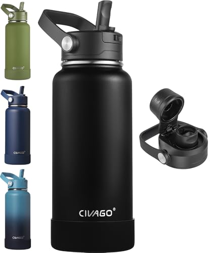 32 oz Insulated Stainless Steel Water Bottle with Straw and Handle