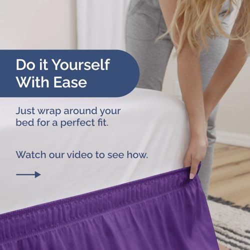 Full Size Wrap Around Bed Skirt with 2 Pillowcases - 18 Inch Drop, Purple