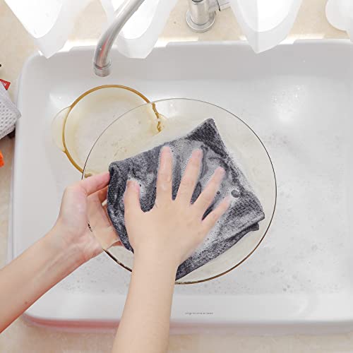 Homaxy 100% Cotton Waffle Weave Kitchen Dish Cloths 6-Pack, Dark Grey