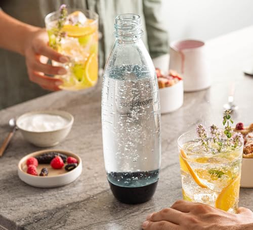 1L Reusable Carbonated Water Bottles - 2 Pack, Dishwasher Safe Slim