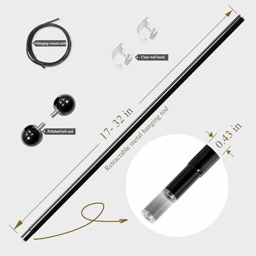 Adjustable Telescopic Tapestry Hanging Rod (17-32 Inch) - Wall Banner Hanger