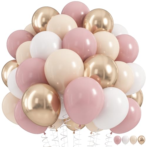 60-Piece Pastel Dusty Pink and Champagne Gold Balloon Garland Kit
