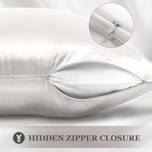 22 Momme 100% Mulberry Silk Pillowcase - Queen Size, Ivory White