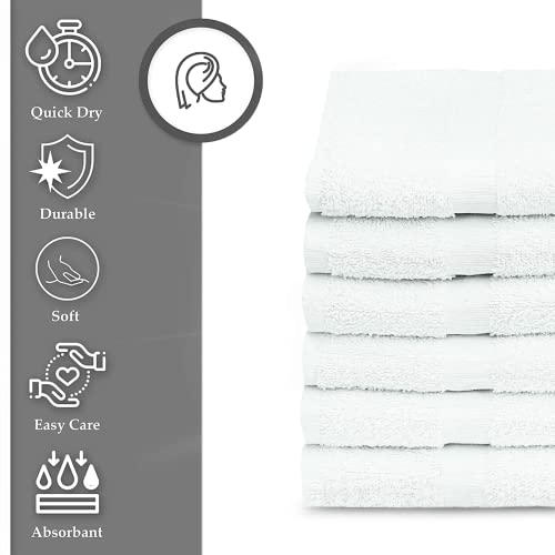 12-Piece White Cotton Blend Terry Bath Towels, 20x40 Inch Economy Gym Towels