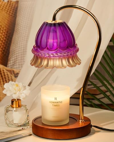 Funistree Purple Flower Candle Warmer Lamp with Timer – 2x50W, Adjustable Temp