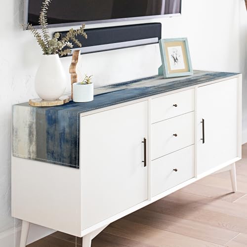 AILUER 13x36 White Gray Table Runner Linen, Modern Farmhouse Dresser Decor