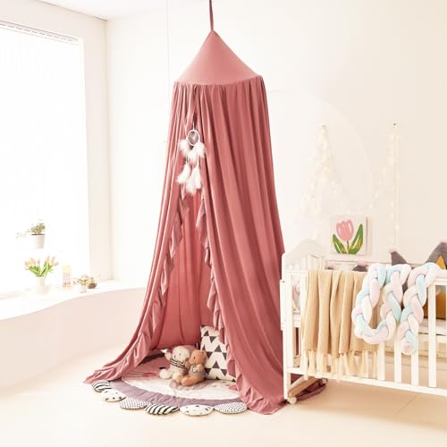 Ruffled Bed Canopy for Girls - Hanging Princess Play Tent & Room Decor