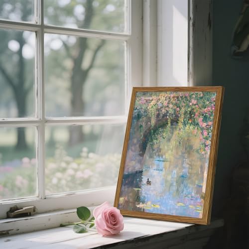 Framed Vintage Monet Canvas Wall Art Floral Landscape 8x10 Inch