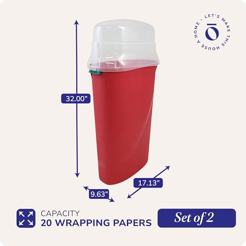Holiday Gift Wrap Organizer 2-Pack Clear Plastic Storage Container