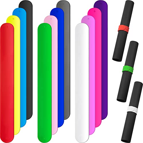 Silicone Wrapping Paper Roll Holder Clips Snap Bands 12 Pack Multi Colors