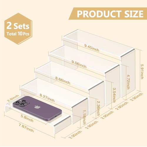 10-Piece Clear Acrylic Display Risers, Tiered Shelf Organizer for Decor