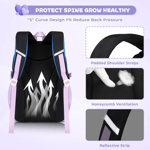 MOONBABY Girls School Backpack for Elementary and Middle School Students