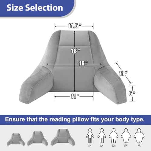 Backrest Pillow for Bed - Ergonomic Reading Pillow with Arms