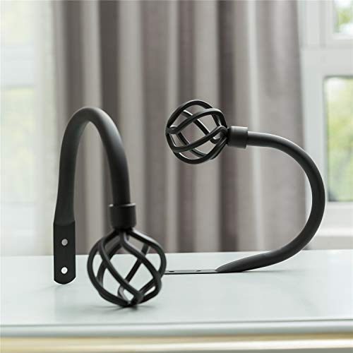 Geometric Industrial Cast Iron Curtain Holdbacks - Heavy Duty Matte Black