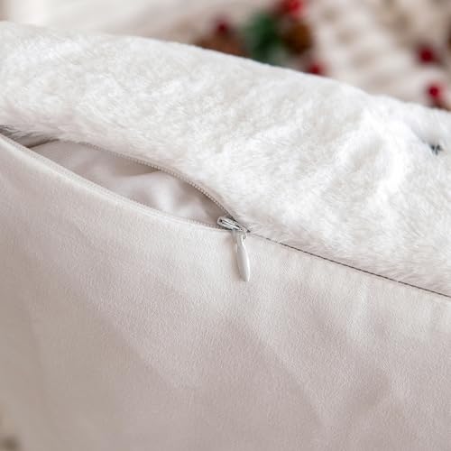 MIULEE Christmas Throw Pillow Covers Pack of 2 20x20 Inches, Festive Green Snowflake Design
