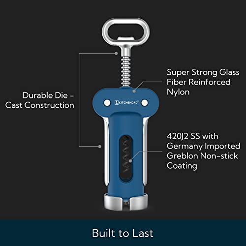 KITCHENDAO Navy Blue 3-in-1 Wine & Beer Opener with Foil Cutter & Corkscrew