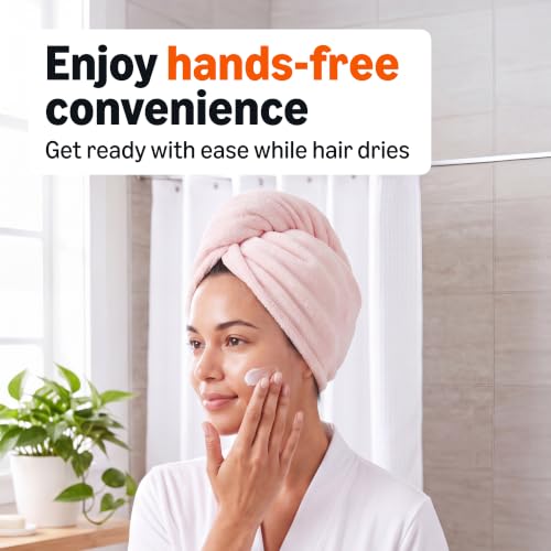 Amazon Basics Microfiber Hair Towel Wrap 3-Pack - Quick Dry, Soft, Recycled Material, White/Grey/Pink