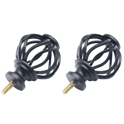 Twisted Cage Curtain Rod Finials, Decorative End Caps for 7/8 or 1 Inch Rods