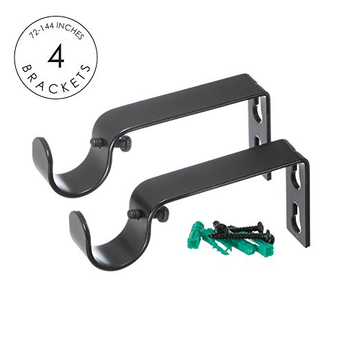 1-Inch Telescoping Curtain Rod 72 to 144 Inch with End Cap Finials, Black