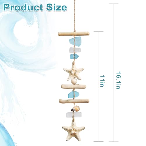 Nautical Coastal Wall Decor with Sea Glass, Driftwood, Starfish, and Shells