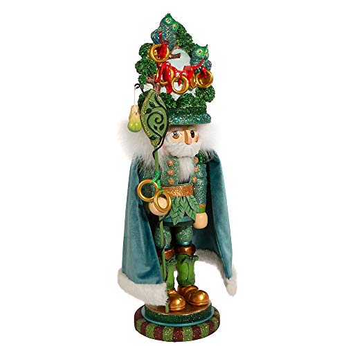 17.5-Inch Five Golden Rings Wooden Nutcracker Christmas Decor