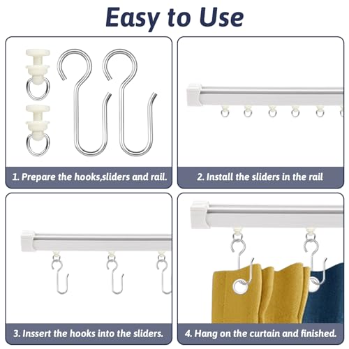 100-Piece Curtain Track Hook and Glider Set for Standard Rail Systems