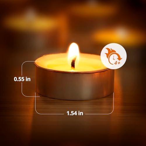 100-Pack Unscented Palm Wax Tea Light Candles - 4.5 Hour Long Burn Time