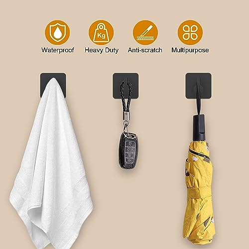 6-Piece Heavy Duty Adhesive Wall Hooks - Waterproof Stainless Steel Hooks