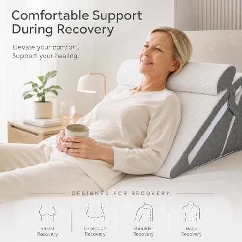 Adjustable Wedge Pillow Set - 3PC Memory Foam for Acid Reflux Relief