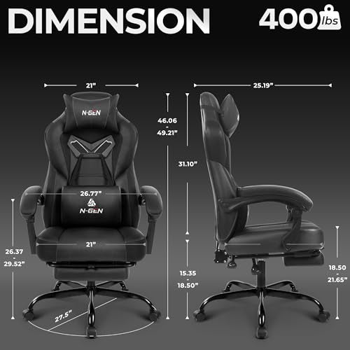 Big & Tall Ergonomic Gaming Chair with Footrest and Lumbar Support